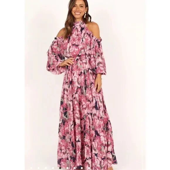 Petal & Pup HILARY PLEATED MAXI DRESS - PINK FLORAL XSmall New - Picture 11 of 12